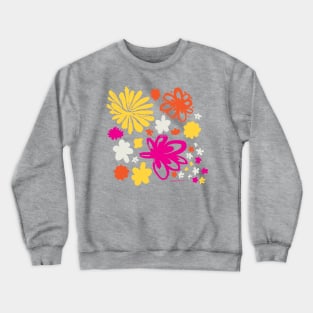 Cute Flowers - retro fun floral illustration Crewneck Sweatshirt